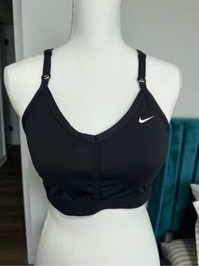 Nike Black Adjustable-Strap Sports Bra with Swoosh